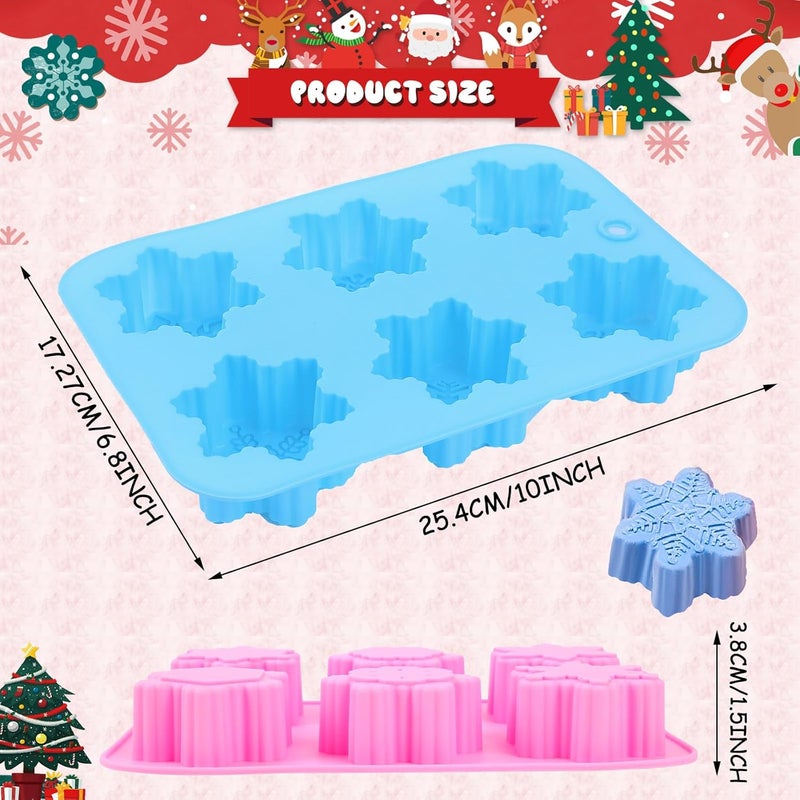 BOARDFEB Snowflake Molds, 3Pcs Christmas Silicone Cake Trays 3D Snowflake Cookie Soap Reusable Non Stick Chocolate Molds for Christmas Muffin Jelly Ice Cube Making Winter Party Home Decorations - Image 2